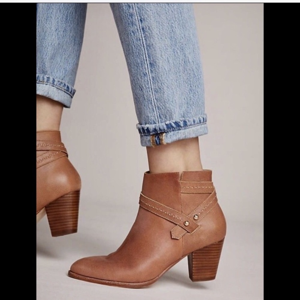 Anthropologie Rose Side Buckle Leather Boots